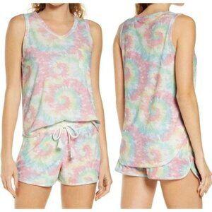 Emerson Road Women's Lullaby Tie Dye Tank & Short Pajama Set Pink Size M NWT
